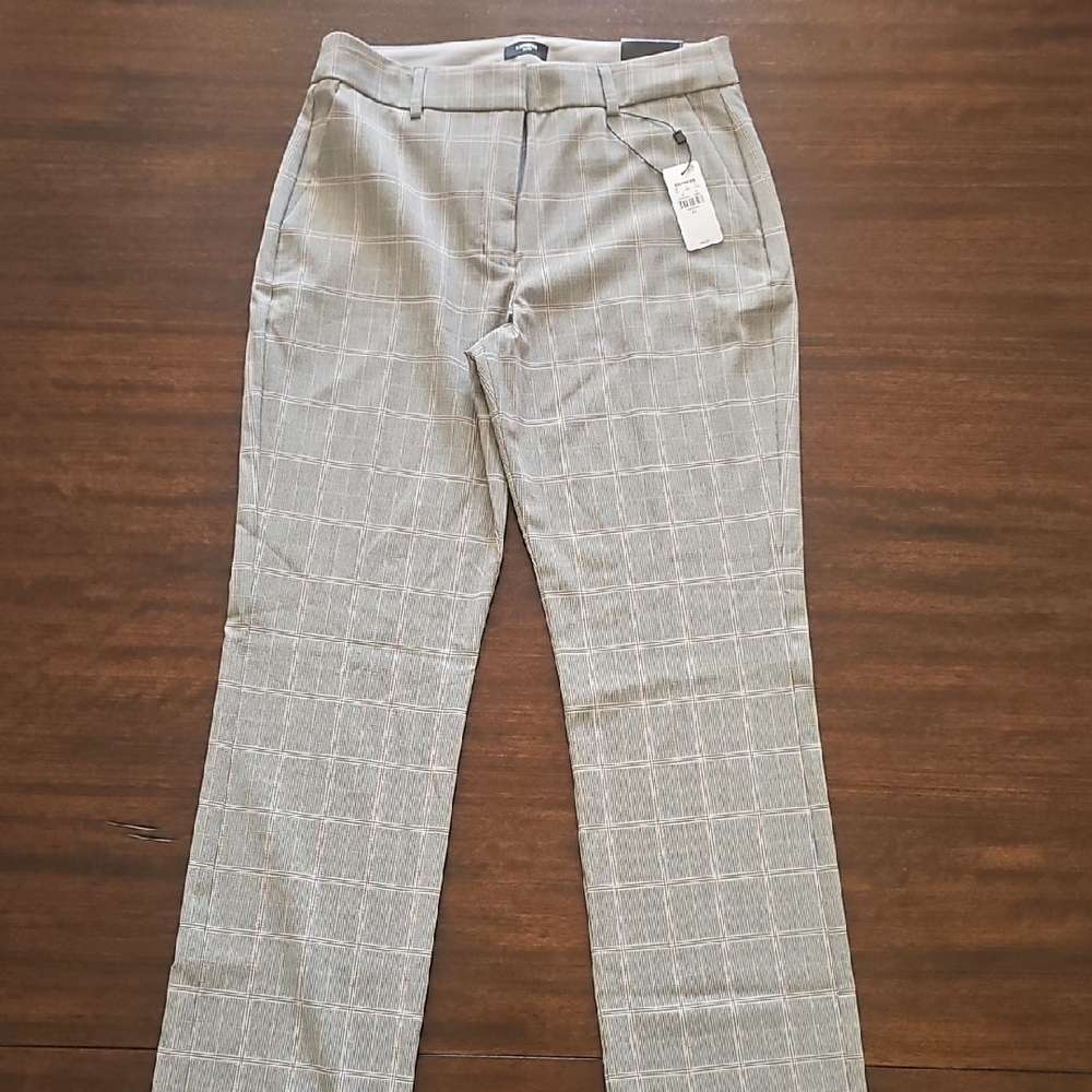 NWT Express Women's Gray Checkered Boot Cut Pants